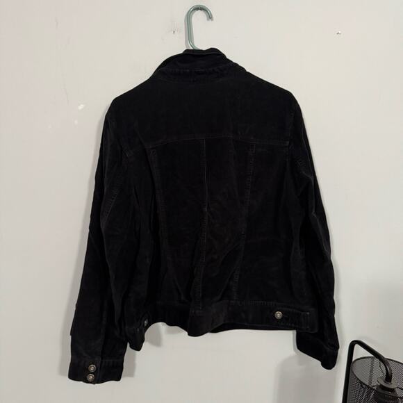 St. John's Bay Woman Black Corduroy Jacket Plus Size 1X Cotton & Spandex - Picture 2 of 7